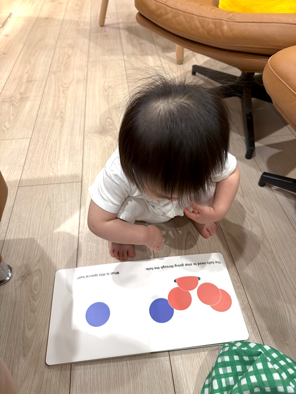 Reading with intense concentration — every dot and color matters.